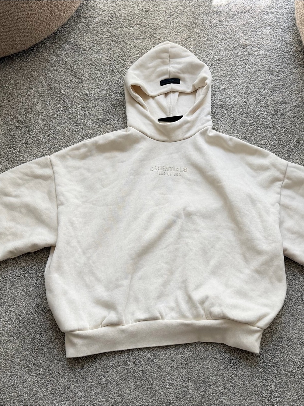 ESSENTIALS Men’s Cream Pullover Hoodie